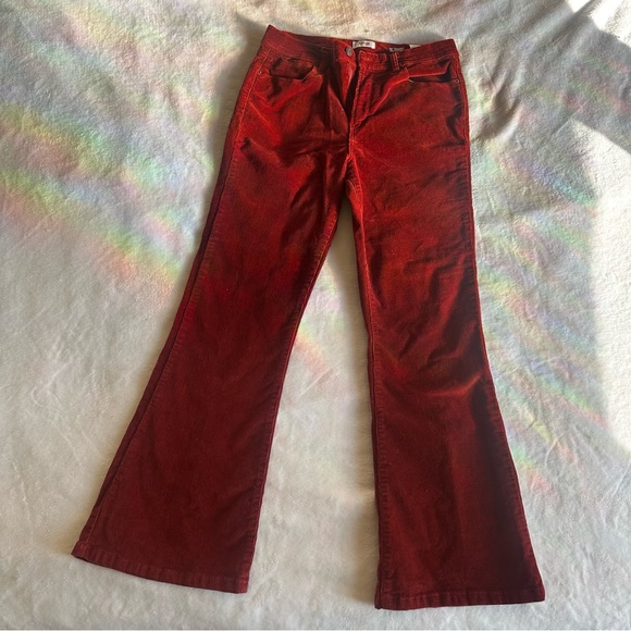 Red Flared Corduroy Pants - Picture 1 of 4
